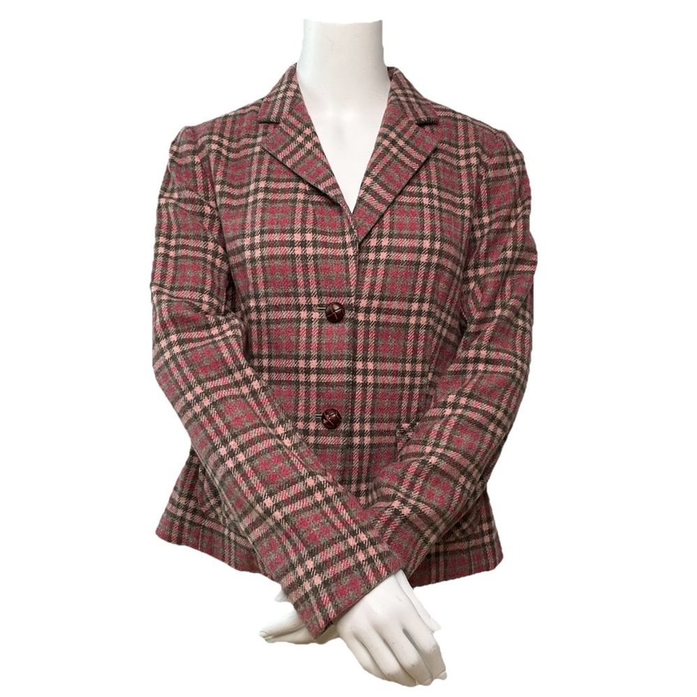 Brooks Brothers Pink Plaid Blazer Women SZ S Academia Preppy Collegiate Workwear
